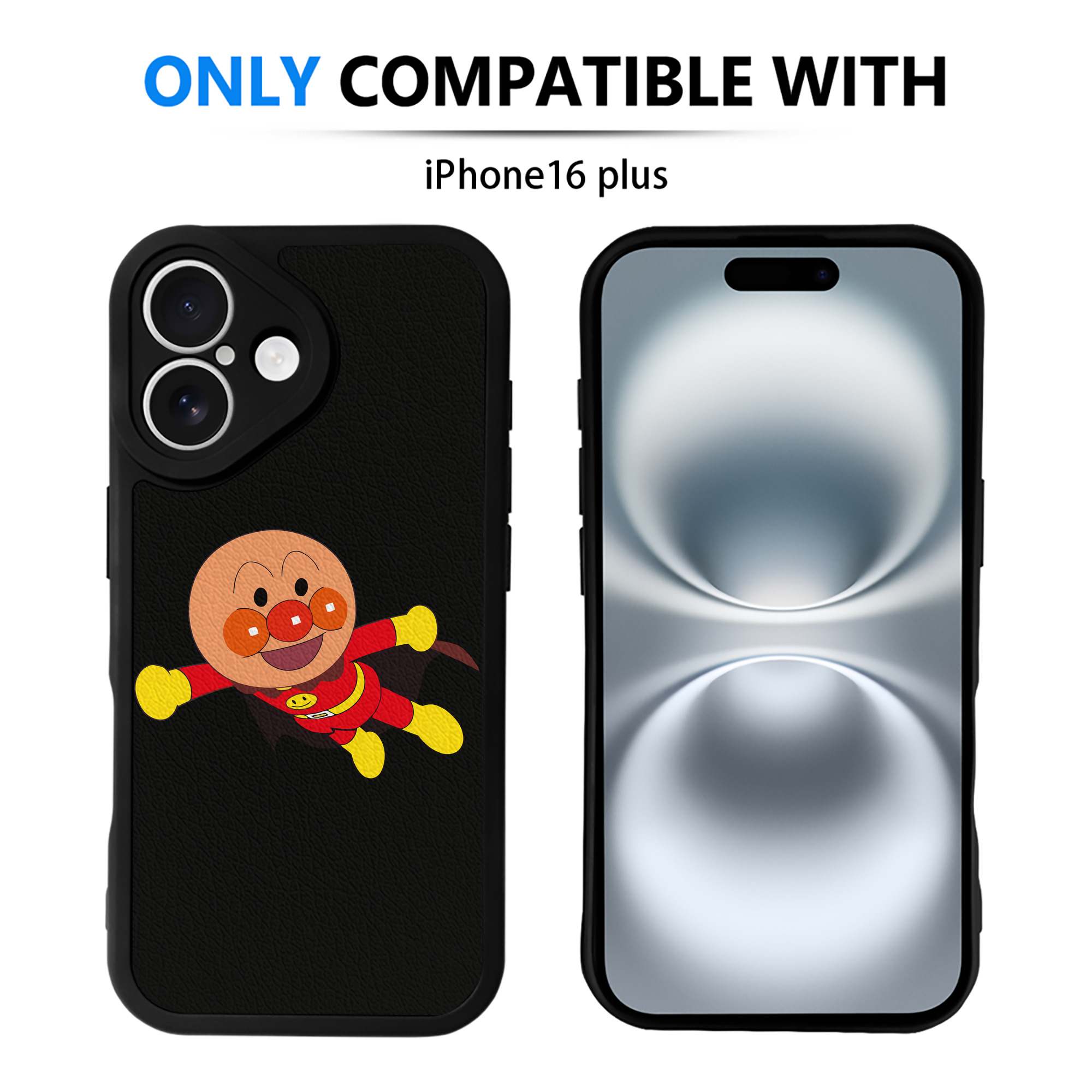 （画像用） アンパンマン Anpanman 【iPhone 16シリーズ対応】シリコンスマホケース（レザー調） 材質：シリコン